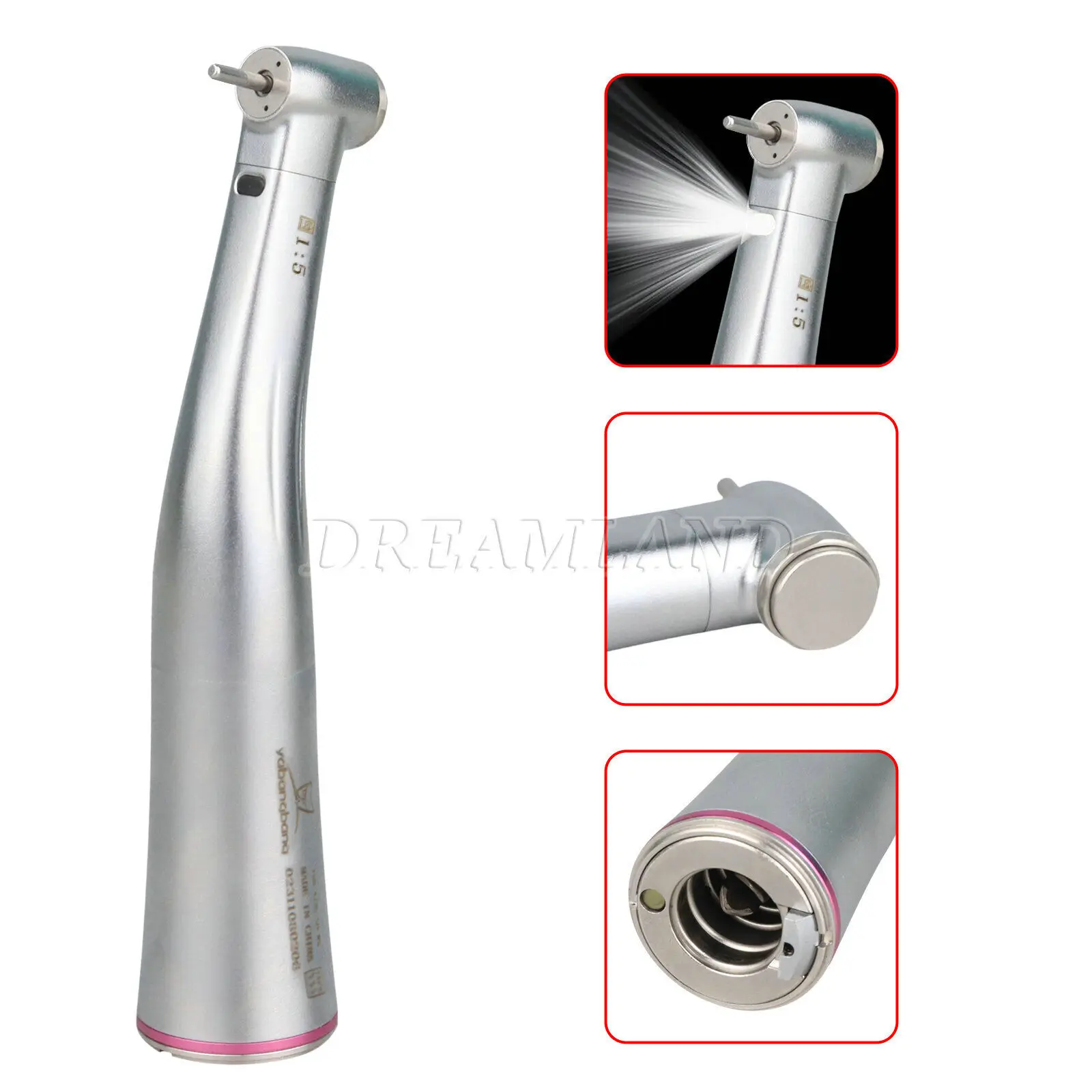 Dental High Speed Fiber Optic LED E-generator Handpiece 4Hole/1:5 Increasing Contra Angle Fit Nsk/Kavo