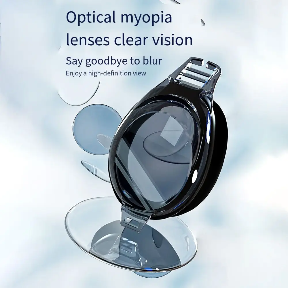 Anti-fog Swim Goggles Silicone Mirror Frame 0~-9.0 Diving Swimming Goggles Clear Vision Quick Adjustable
