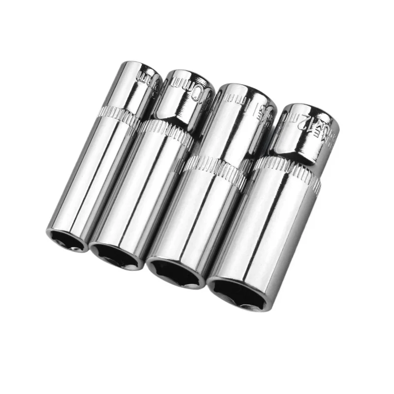 Metric Long Chrome Socket Set 1/4-Inch Drive Hex Deep Socket From 4 MM To 14 MM Professional Grade Wrench Heads Ratchet Tool