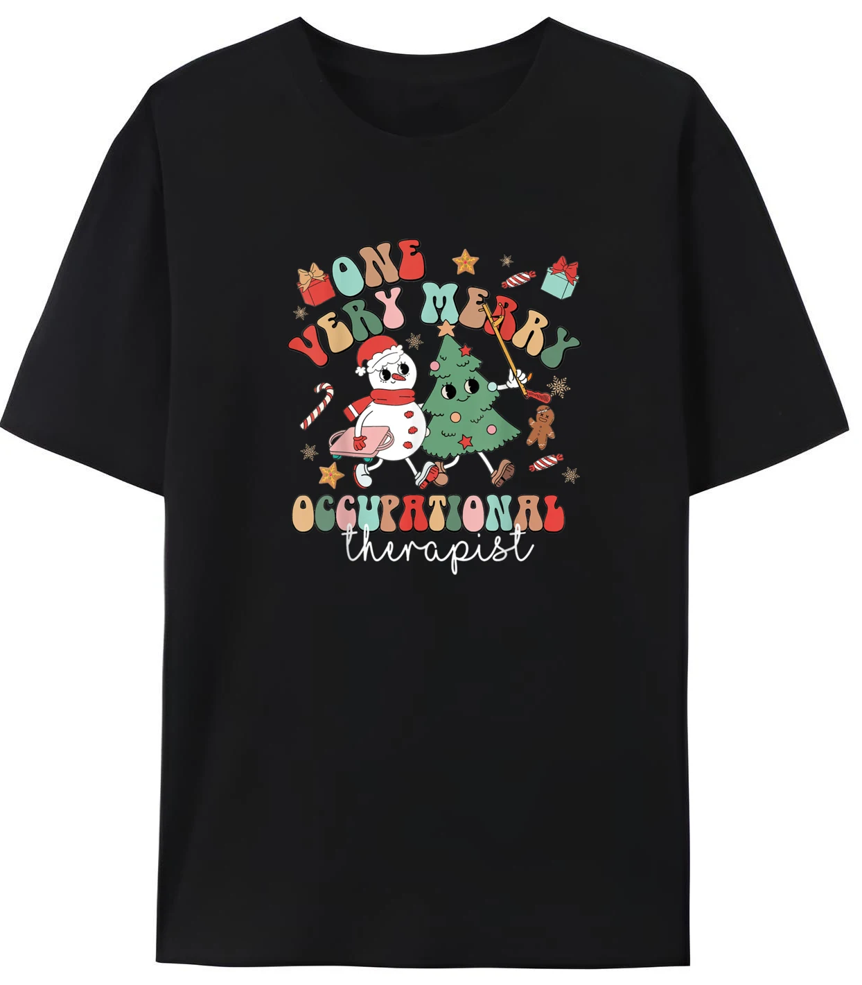 

Very Merry Occupational Therapist Ot Therapy Christmas Oversized Men's Graphic T-Shirt Casual Streetwear High Quality Tops