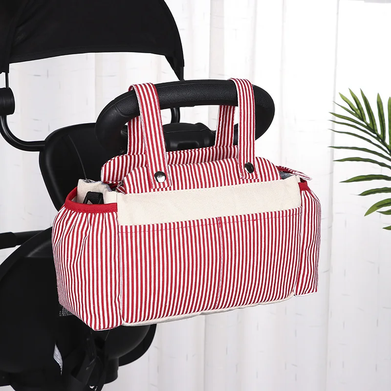 

Mommy Bag Multifunctional Large Capacity Baby Carriage Cart Hanging Bag Practical One Shoulder Handbag for Going Out Nappy Bag