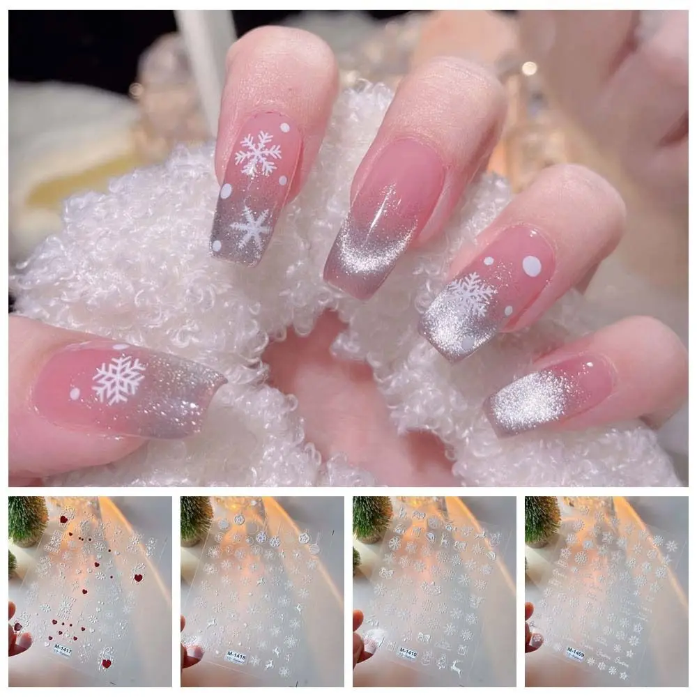 Xmas Nail Charms Christmas Snowflake Nail Stickers Nail Accessories Nail Art Supplies Christmas Snowflake Nail Decals White