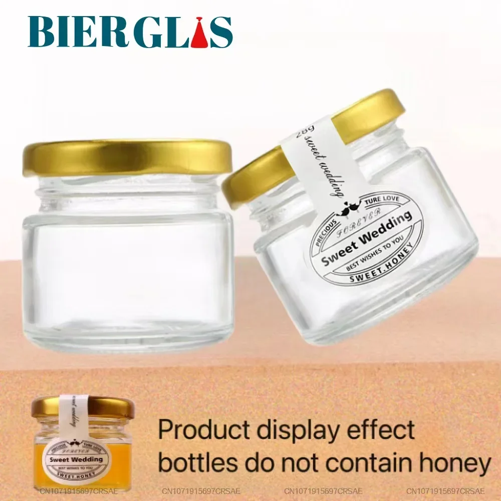 1oz Personalized Guest Gift Honey Jar for Bulk Mini Glass Pot with Wedding Stickers or Small Bottle with Lid Wholesale Lots