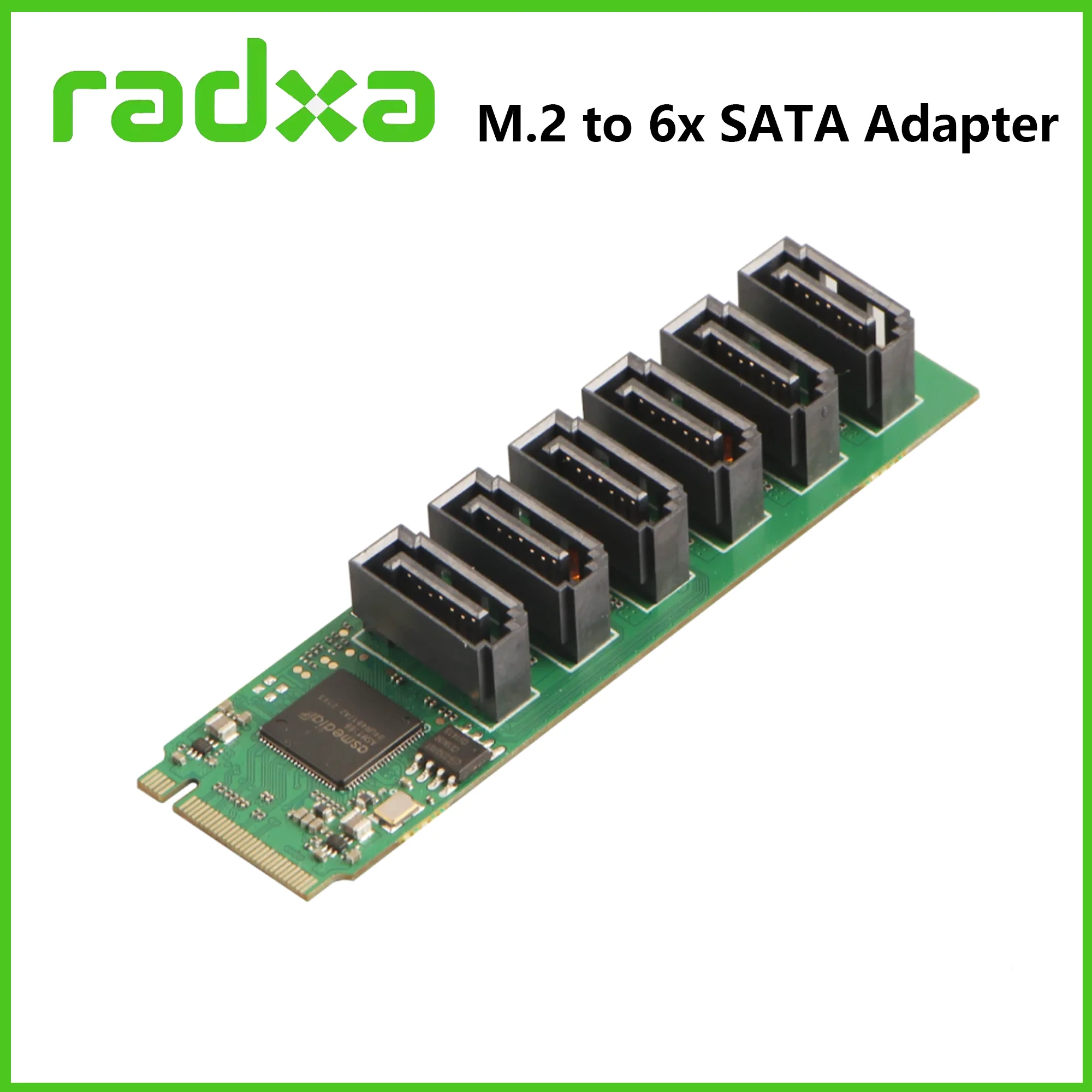 Adaptador Radxa M.2 a 6x SATA, 6 puertos SATA Gen3 (6 Gbps), interfaz de llave M.2 M