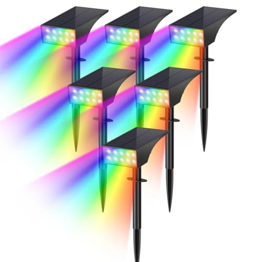 

Солнечные прожекторы для улицы с изменением цвета [7 режимов] / Рождественские ландшафтные прожекторы на солнечных батареях, водонепроницаемые, светодиодные
