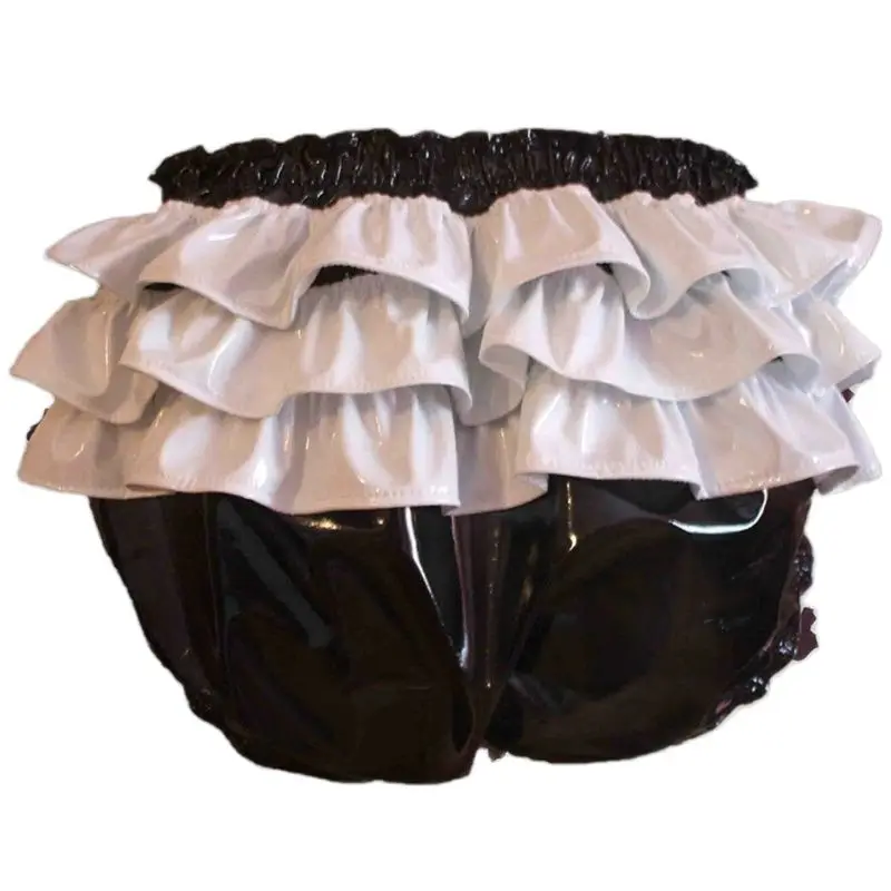 Adult Giant Baby Sexy Girl Black Thin PVC Girly Short Skirt Maid Lining Satin Role-playing Gothic Dress Underwear Multi-color