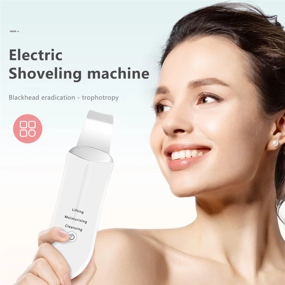 Scrubber ad ultrasuoni per la pelle del viso Macchina per la bellezza Ioni Pulizia profonda del viso Peeling Pala Dispositivo esfoliante per la cura della pelle