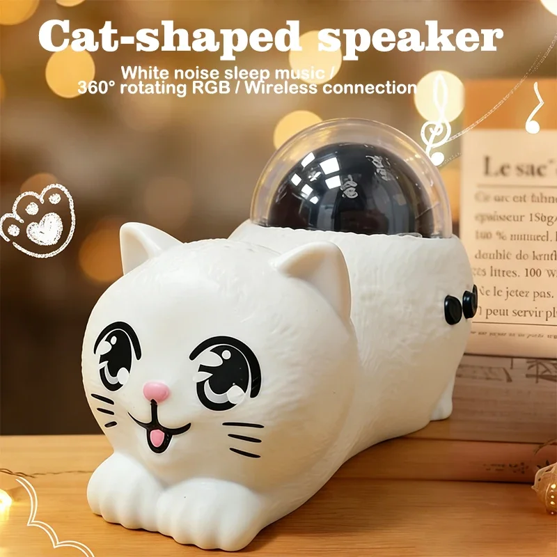 

Cute Cat Speaker Creative Birthday Gift, Advanced & Unique Sound Machine, White Noise & Sleep Sounds with 360° RGB Lighting