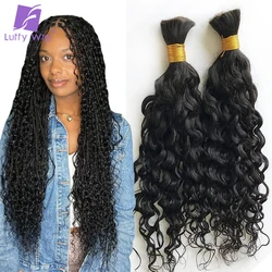 Boho Knotless Onda Profunda LuffyWig, Bulk Cabelo Humano, Extensões de cabelo, Encaracolado, Full End Trança, Massa