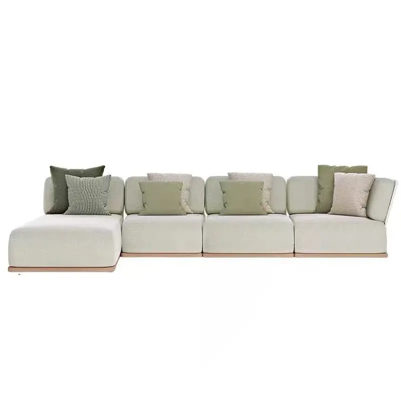 ！@Outdoor L-Shaped Sofa Bed Set-Villa/Courtyard Teak Waterproof Modern Simple Design for Terrace & Garden image 5