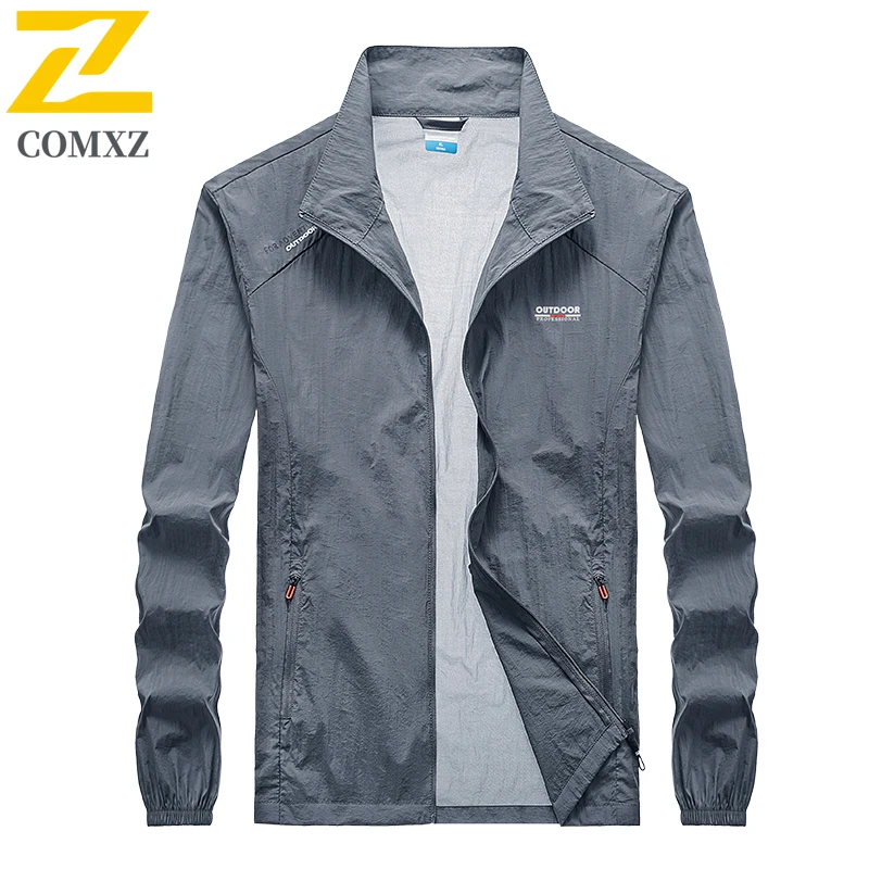 Summer Waterproof Hiking Jackets Mens Fishing Cycling Zipper Gym Sports Running Coat Outdoor Sun-Protective Thin Jacket Clothing