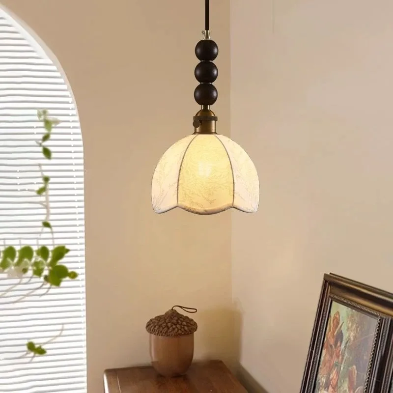 Chandelier bedroom bedside wiring-free chandelier American retro all-copper restaurant bar small