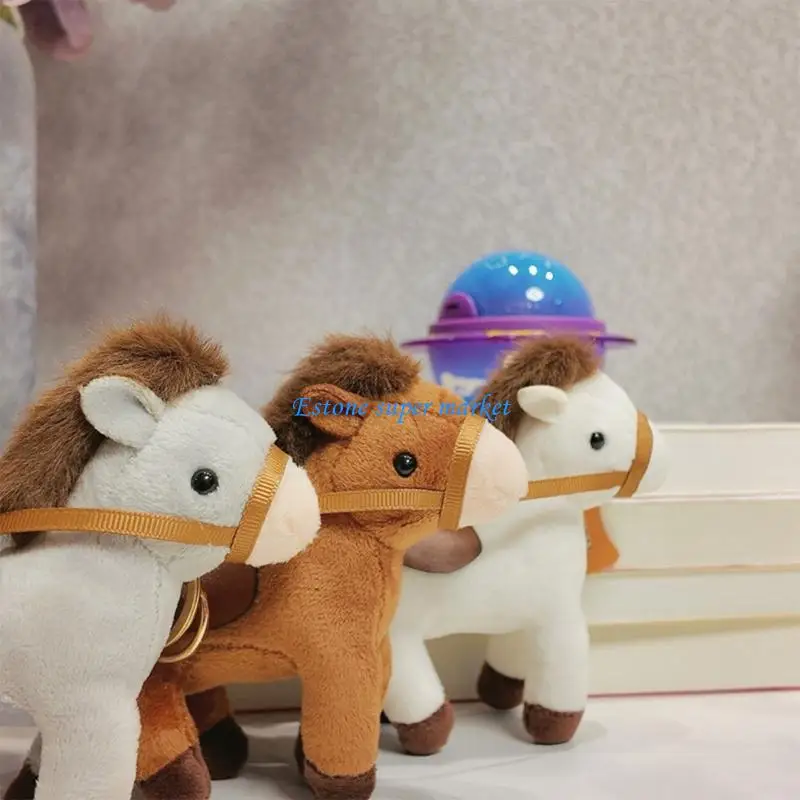 

090B Plush Horse Figurine Charm Pendnat For Bag Purse Keychain Decors Hanging Decors