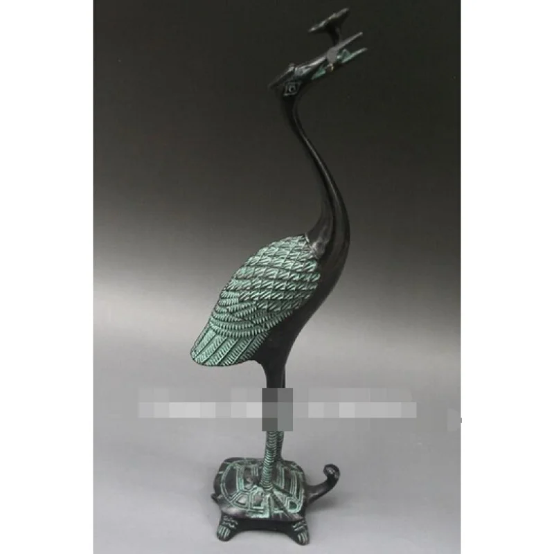 

SUIRONG---516 Rare, CHINESE bronze Carved ' Red-crowned crane Turtle ' Statue