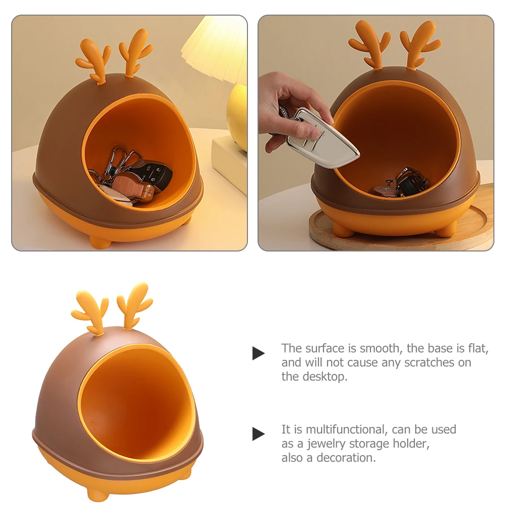 

Key Box Ornament Jewelry Storage Container Cartoon Deer Key Holder Desktop Decor Porch Tray Home Accessories Organizer Storage
