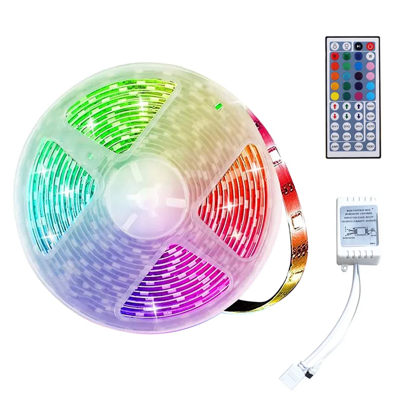 

5M RGB Light Strip 3528 300LED Flexible LED Strip Light with 44 Key Remote+Controller for Christmas Living Room Bedroom