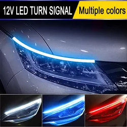 12V LED DRL Car Daytime Running Light Flexible Waterproof Strip Auto Headlights White Turn Signal Yellow Brake Flow Lights
