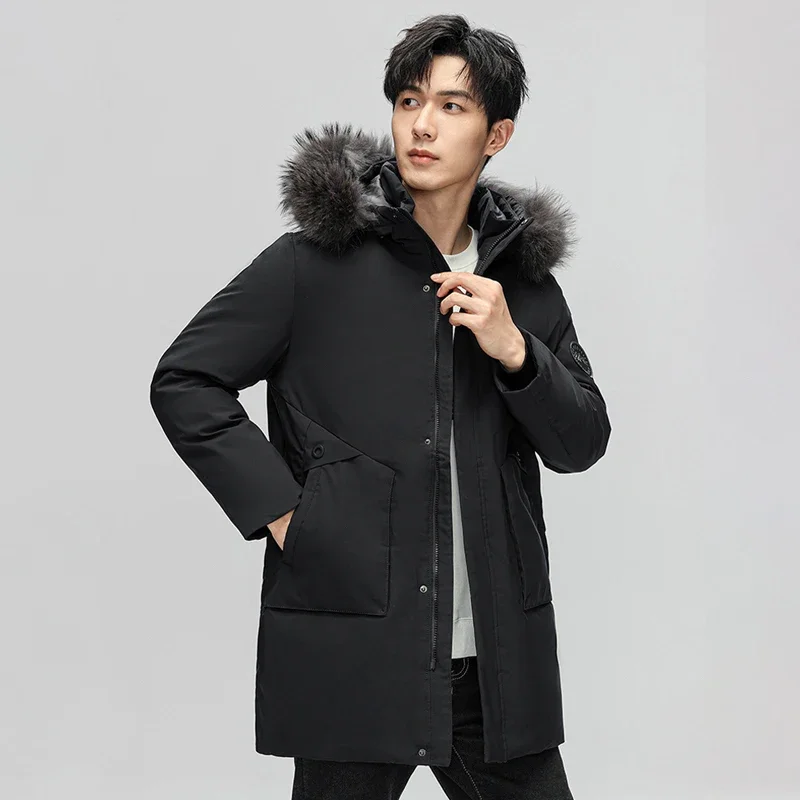 

Winter Men Warm Hooded Parkas Jackets Mens Windbreaker Outwear Parkas Coats Men Autumn Detachable Hat Outfits Parkas Coats Male
