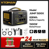 VTOMAN JUMP 1500X Portable Power Station Camping LiFePO4 Battery 828Wh 1500W AC Outlets Solar Generator For Home RV Outdoor