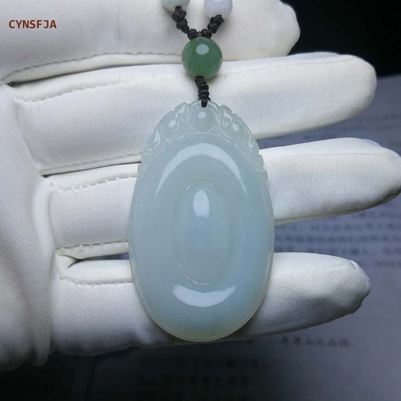 CYNSFJA New Real Rare Certified Natural Burmese A Emerald Jadeite Lucky Amulet Forever Love Jade Pendant Handcarved Elegant Gift