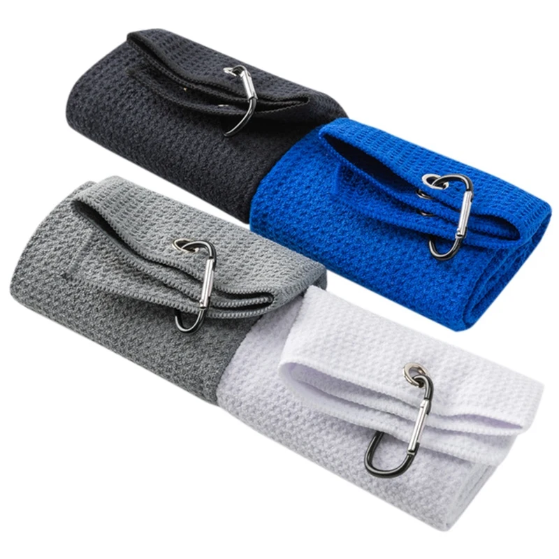 4 Pcs Tri-Fold Golf Towel Sports Towel With Loop Clip Sweat-Absorbent Towel For Hanging On Golf Club Bag(40X60cm)