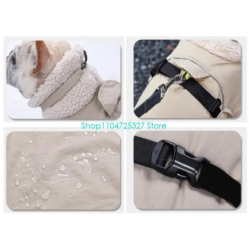 D8KF Cold Winter Dog Coat With Adjustment Fleece Collar And Easy Closure For Outdoor Snow Clothes