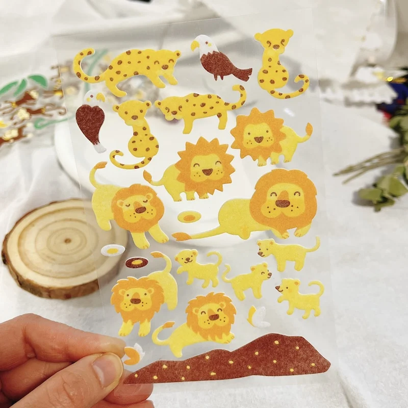 الكورية مضحك ورأى الحيوان ملصقات الغزلان القرد الأسد سوان الجمالية المجلات الحرفية لوازم سكرابوكينغ ملصقات النسيج #4