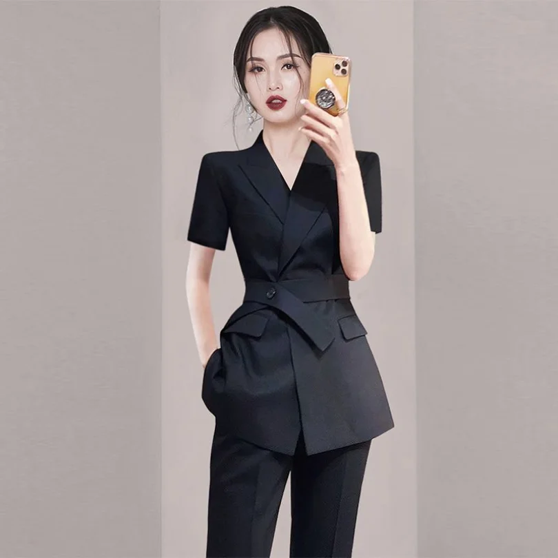 Professional Set Women\'s 2024 Spring/Summer Korean Edition Foreigner Fashionable and Advanced Sense Age Reducing Two Piece Set