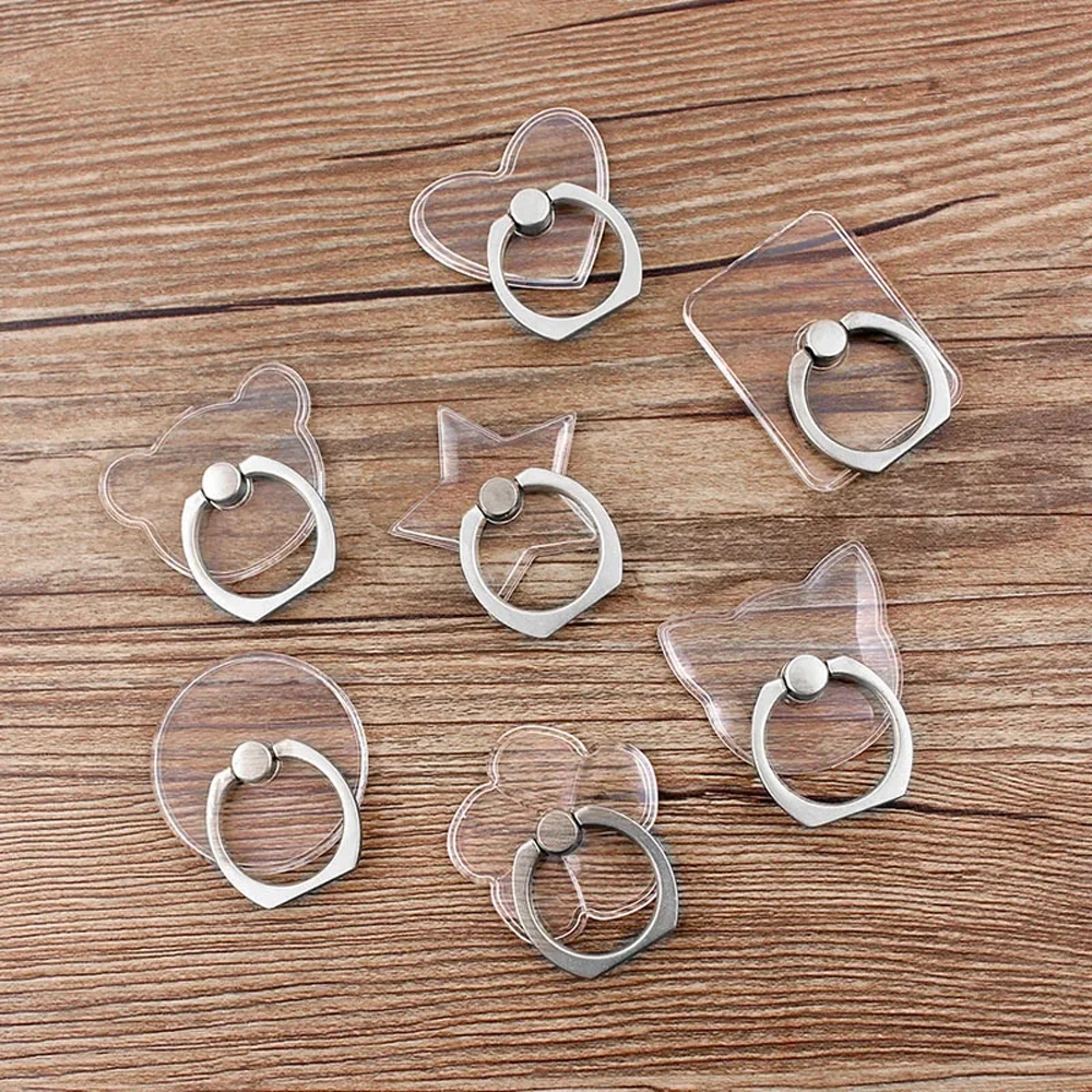 Universal Transparent Phone Ring Holder Stand 360° Degree Rotation Clear Finger Grip Kickstand For Mobile Phone or Phone Case