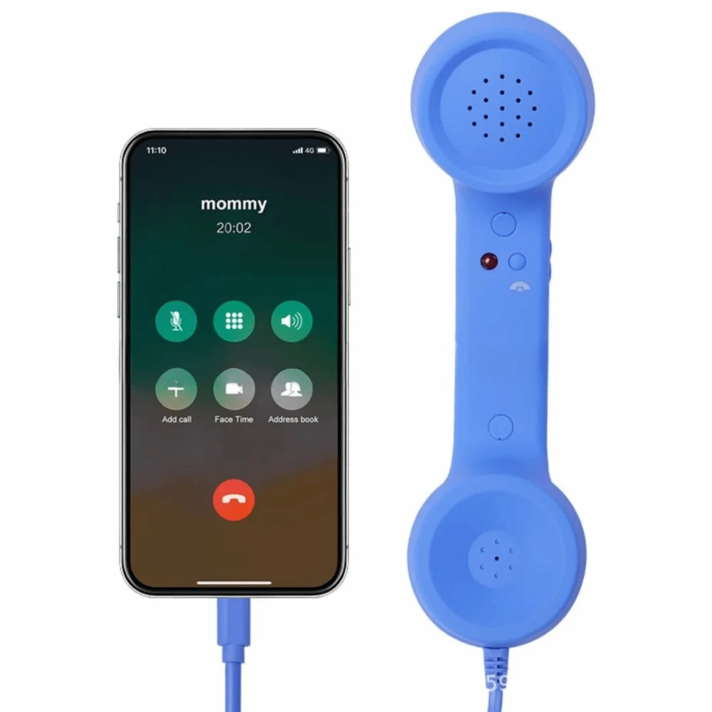 Wired Receiver Retro Telephone Handset Handheld Receiver External Volume Control Wired Microphone Handset Type-C/3.5mm