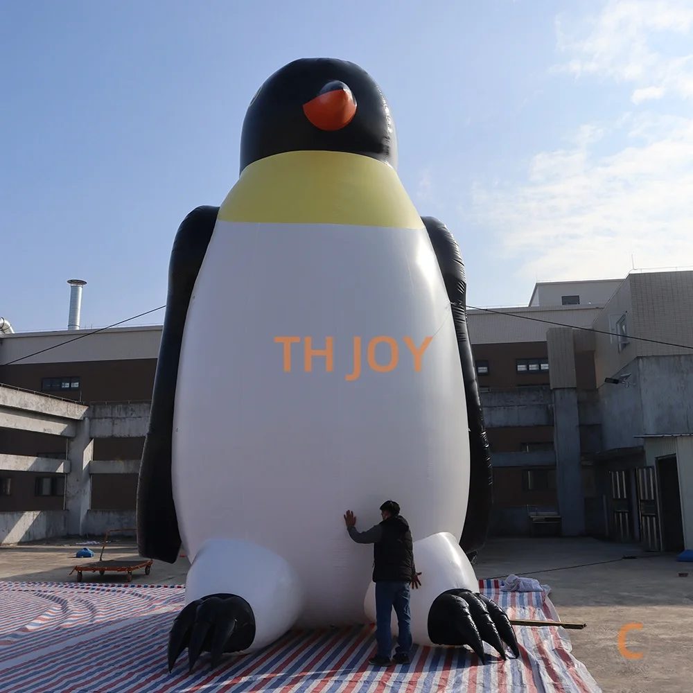 fast air ship to door, 8m high giant inflatable penguin for outdoor decoration, PVC customized penguin balloon for sale