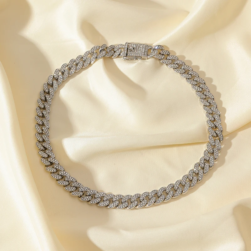 قلادة سلسلة كوبية بلون فضي للنساء ، سلسلة عنق سميكة ، موضة الفتيات ، هدية حفلات جديدة ، مجوهرات مقاومة للماء #4