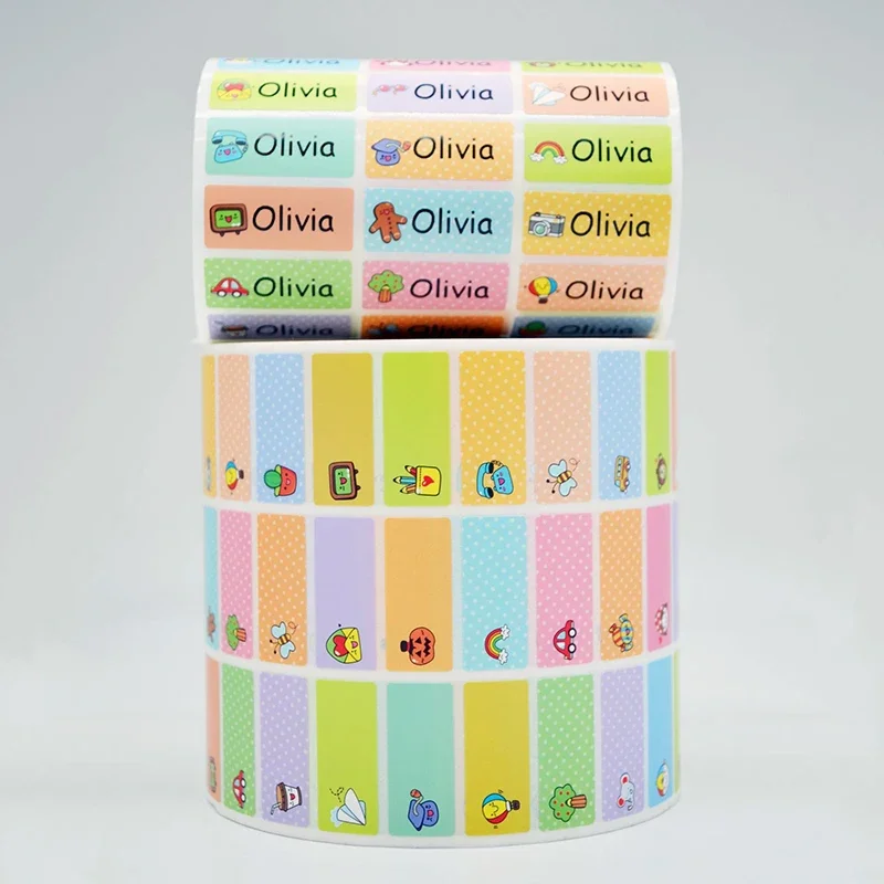 120Pcs Name Tag Sticker Customize Waterproof Stickers Children School Stationery Water Bottle Pencil Kawai Name Labels for Kids