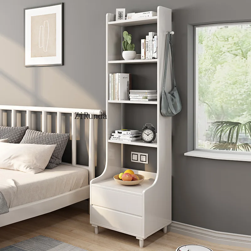 طاولة بجانب السرير حديثة مع رف كتب وخزانة غرفة النوم وطاولة بجانب السرير مرتفعة
