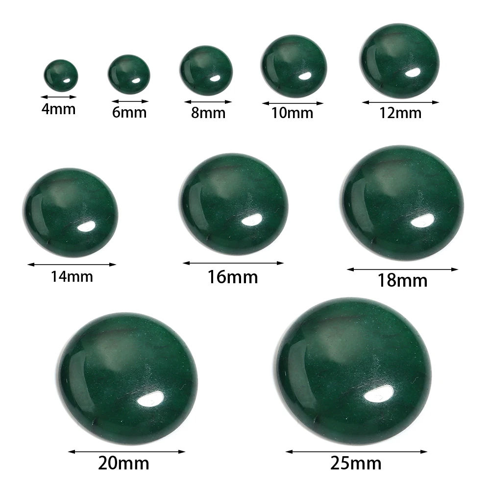 5/10Pcs Natural Stone Green Jade Cabochon 4/6/8/10/12/14/16/18/20/25mm Round Flatback Cabochon for DIY Making Jewelry Finding