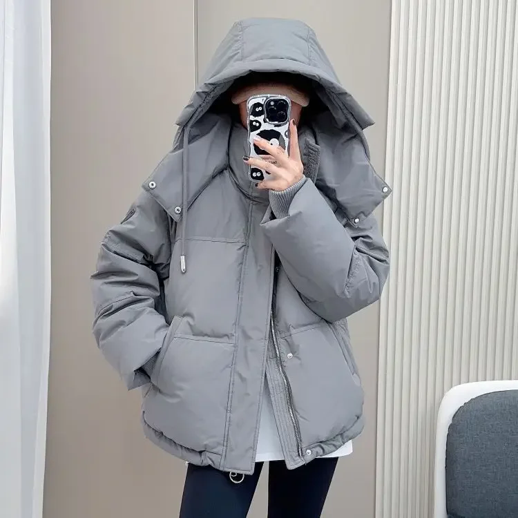 Winter New Women's Down Coat Medium Long Hooded Loose Design Fashion White Duck Jacket for Thick Warm F189