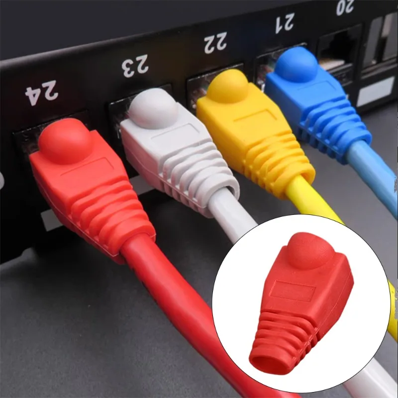 50/10Pack RJ45 Ethernet Cable Connector Boots Cover CAT5 CAT5E CAT6 CAT6E Ethernet Network Lan Cable Plug Cap Protective Sleeve