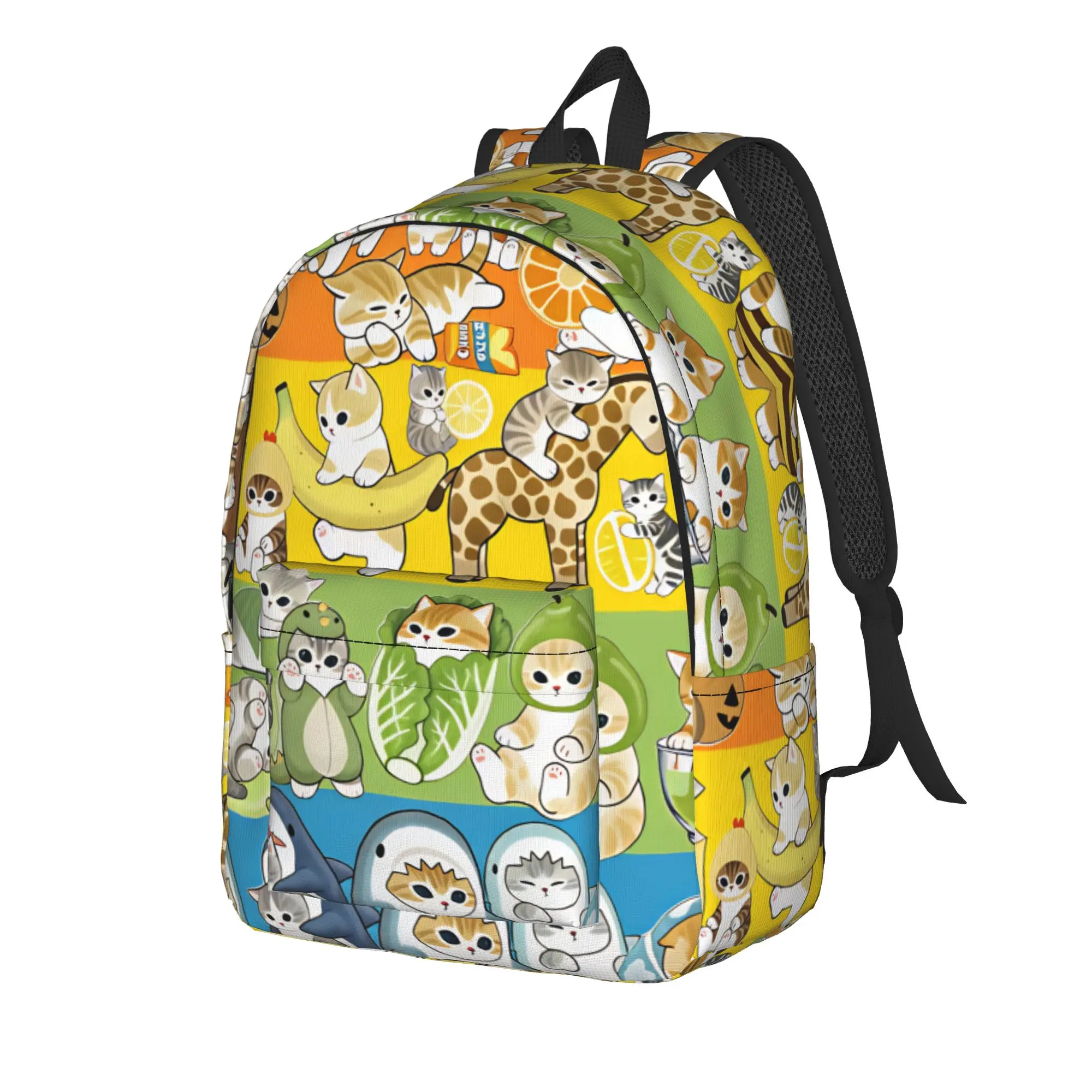 Mofusand Japanese Shark Cat  Backpack Women  Pattern Backpacks Polyester Kawaii School Bags Workout Designer Rucksack