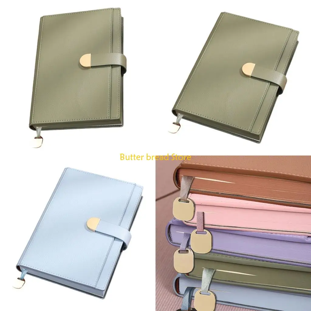 W89C Hardcover PU Leather Notebook 300 Pages Lined Button Closure Portable Journal for Writing Note Taking 145x212mm