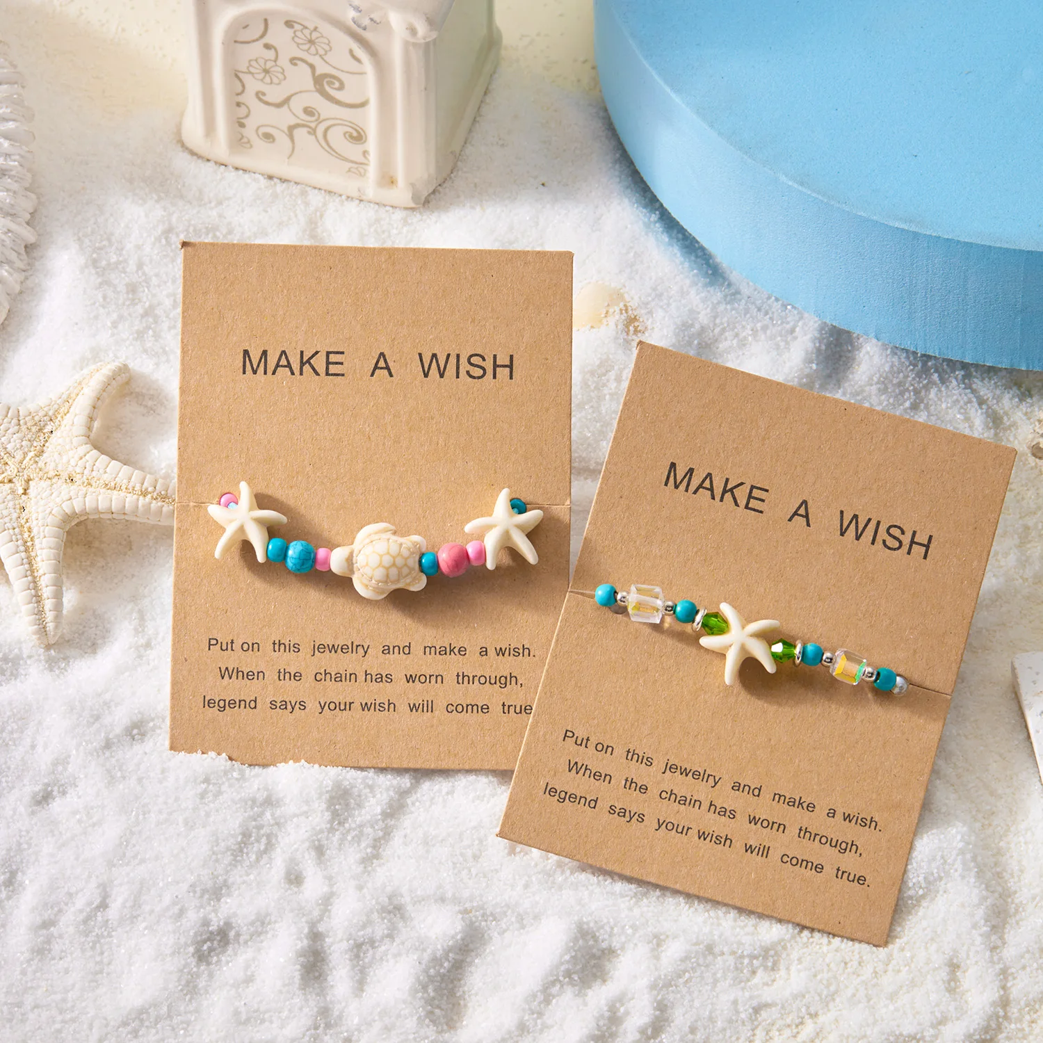 Einfache handgefertigte geflochtene Muschelarmbänder für Frauen, böhmische Seestern-Schildkröte, verstellbare Armbänder, Freundschaft, Strand, Urlaub, Schmuck – Detail 1