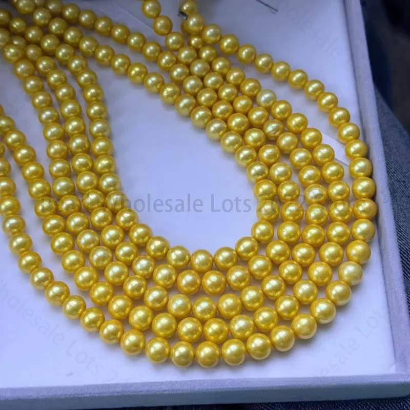 

10-11mm Natural Necklace Pearl Edison Gold Bead Full String Finished Bead