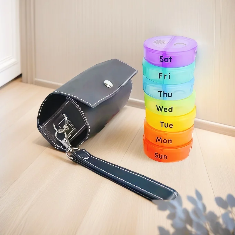 

7-day medication dispenser, waterproof and moisture-proof medication tote bag, pill cutter, pill storage box reminder for taking
