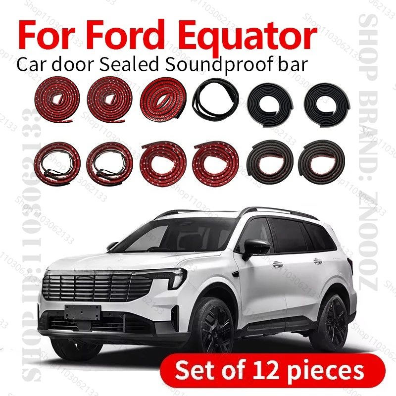 

Для Ford Equator 2021-2025 уплотнительная лента для двери автомобиля, резиновая двухслойная уплотнительная защита, звукоизоляционная пылезащитная уплотнительная лента, набор из 12 шт.