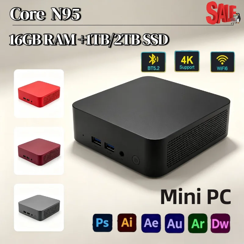Intel Core N95 Mini PC 16GB RAM 1TB 2TB M.2 SSD WiFi 6 BT5.2 Low Power NVMe Desktop Computer Pro Max Unit Plus