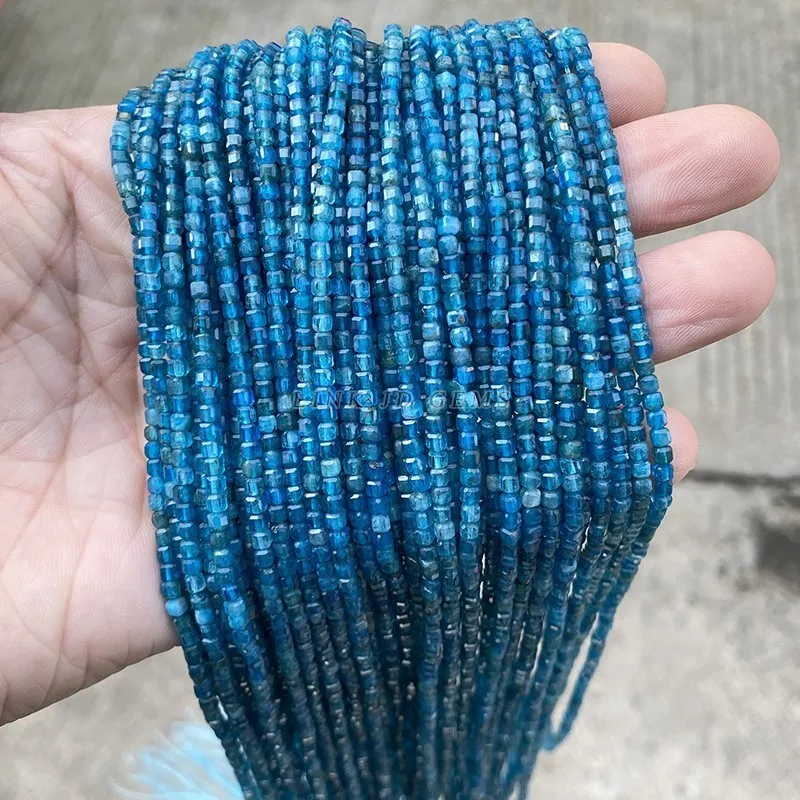 Natural Apatite Stone 2mm Faceted Square Beads Loose Spacer Small Bead For Jewelry Making Handmade Bracelet Necklace Accessory