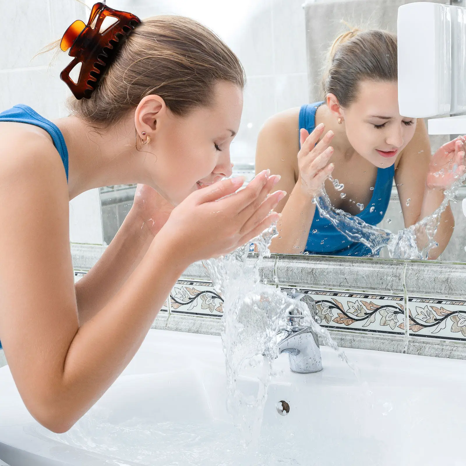 2Pcs Large Hair Claw Clip Acrylic Teeth Design for Bath Shower Makeup Face Washing Travel Shopping Elegant Daily Use Hair Clamp