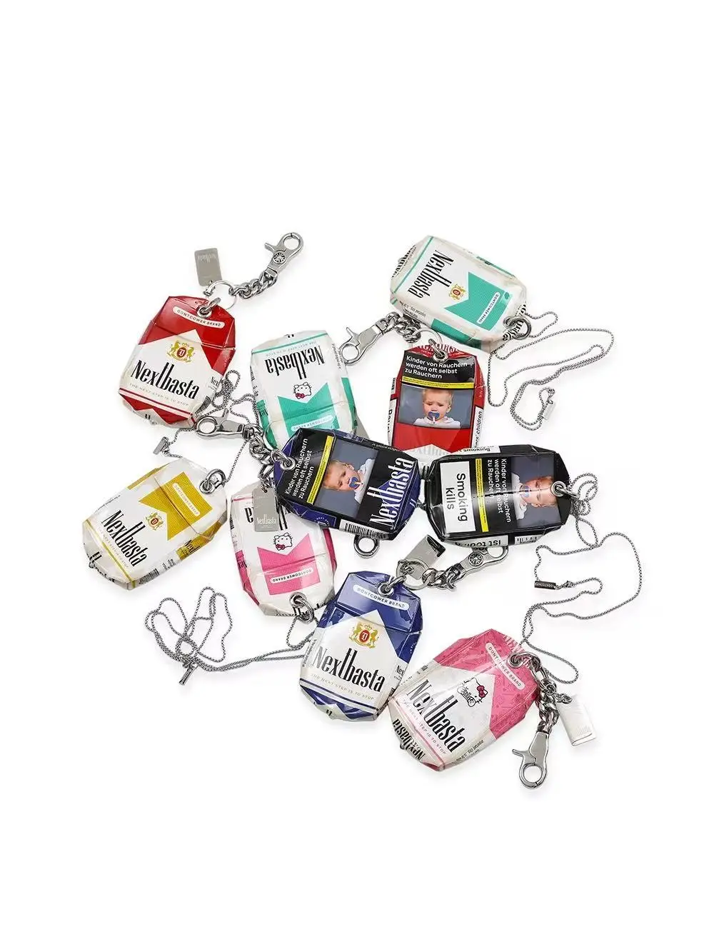 Original creative handmade coating antique craftsmanship empty cigarette box hanging accessories necklaces bag pendants