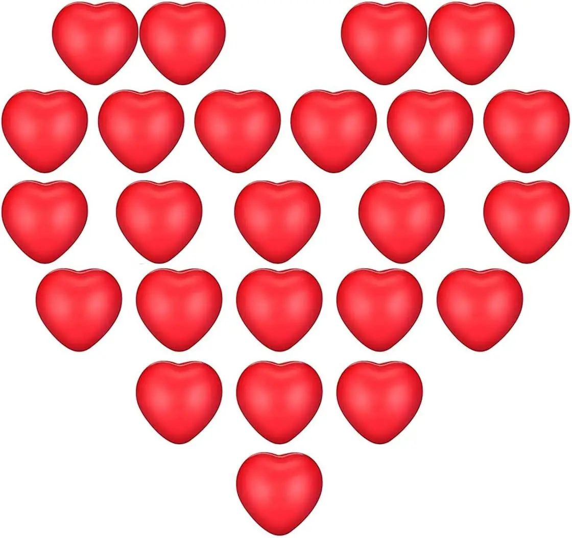 

Stress Balls: 24-Pack of 4x4cm Heart-Shaped Foam Balls with Smiley Faces - High Capacity for Valentine Party Favors and