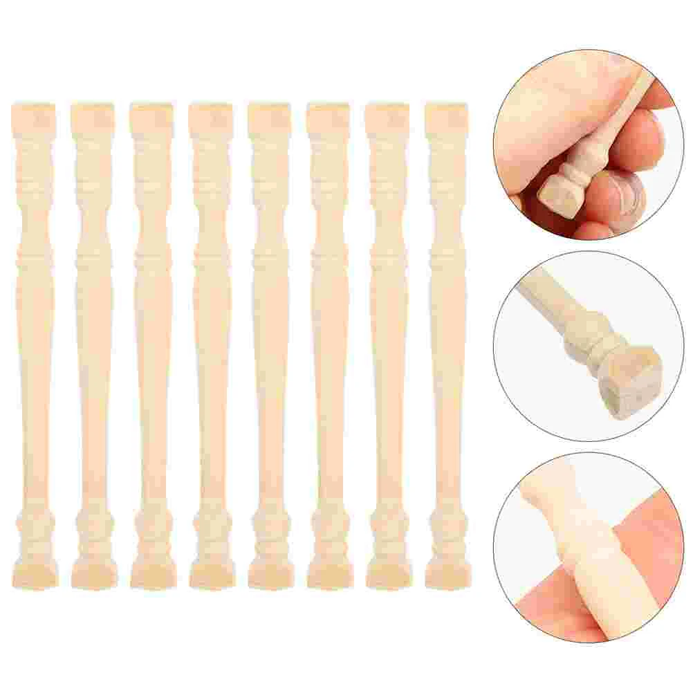 8 Pcs Mini Roman Pillar Pillars Decoration Miniature Model House Ladder Wood for