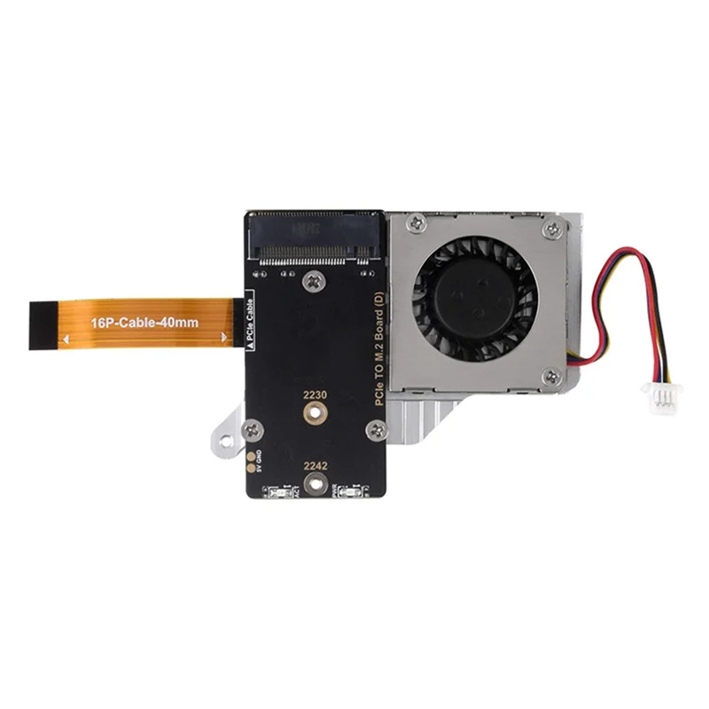 AT29-Pcie To M.2 Adapter Board For Raspberry Pi 5, With Cooling Fan, Compatible With 2242 / 2230 Size Nvme Protocol M.2 SSD